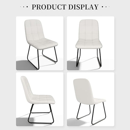 Dining Chairs Set of 4, Modern Kitchen Faux Leather Dining Room Chair for Kitchen Living Dining Room (4 White Chairs)