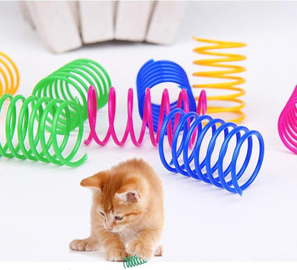 ISMARTEN Cat Spring Toy (60 Pack), Cat Kittens Toys Plastic Coil Spiral Springs for Swatting, Biting, Hunting, and Active Healthy Play (Random Color)