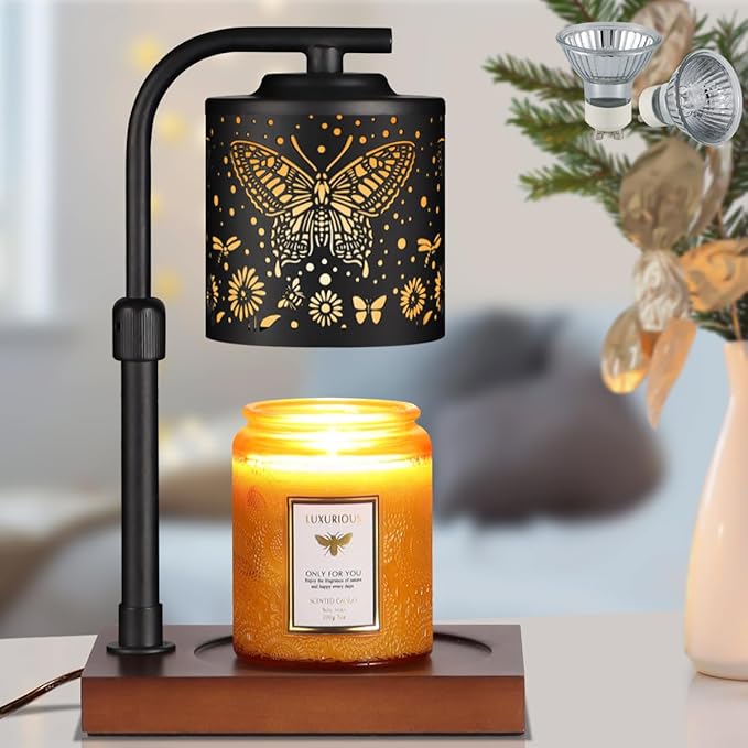 Candle Warmer Lamp with Adjustable Height Dimmable for New Home Decor Electric Candle Warmer for Jar Candles Birthday Gifts for Women Mom(Butterfly)
