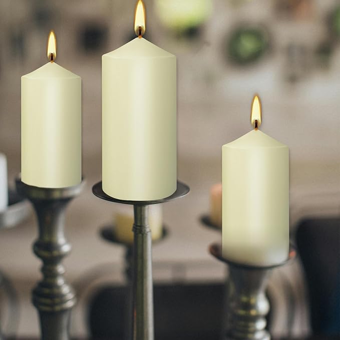 2"x4" High Ivory Pillar Candles, Set of 20 Unscented. Bulk Buy. Ideal for Halloween, Wedding, Emergency Lanterns, Household, Wedding and Home Décor Candlesticks
