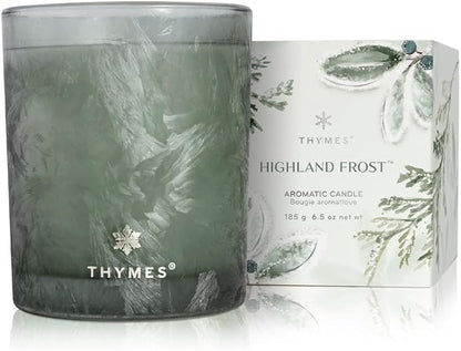 Thymes Scented Candles for Home Decor - Luxury Home Fragrance Gifts for Women & Men - Winter Candles with Crisp Notes of Sage, Eucalyptus, & Cypress Needles - Sage-Green (Highland Frost, 6.5 oz)