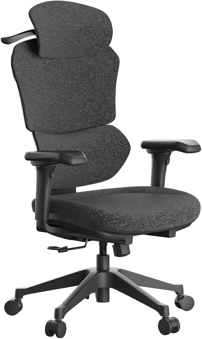 Ergonomic Office Chair – Computer Chair with Divided Tilted Back, Adjustable Armrests & Soft Seat – Holds Up to 290bs (Gray)
