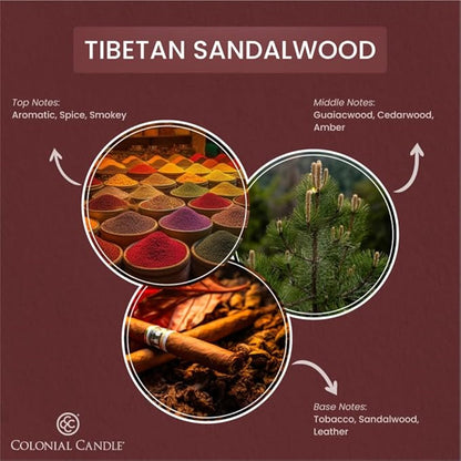 Colonial Candle Tibetan Sandalwood Scented Jar Candle, 2 Wick, 3.5 oz, Mottled Wax Candle
