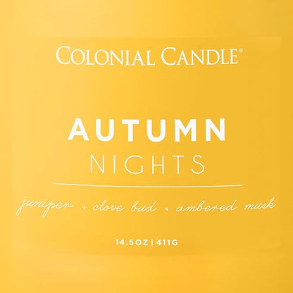 Colonial Candle Autumn Nights Scented Jar Candle, Pop of Color Collection, 3 Wick, Yellow, 14.5 oz - Up to 60 Hours Burn (Pack of 2)