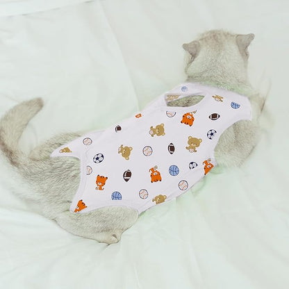 Cat Professional Surgical Recovery Suit,E-Collar Alternative for Cats Dogs,After Surgery Wear, Pajama Suit,Home Indoor Pets Clothing Football S