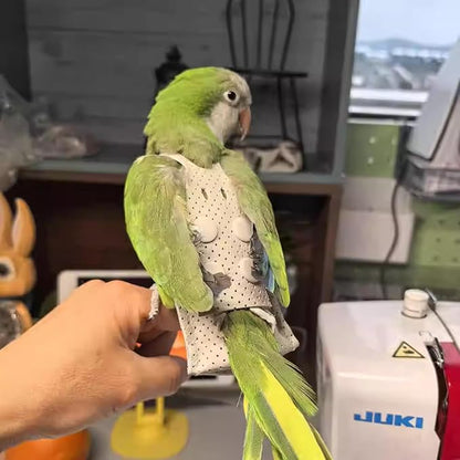 Premium Genuine Cowhide Bird Flight Harness Anti Bite Breathable Parrot Diaper Parrot Suit with Leash for Parakeet Conure Quaker Flying Clothes Rope and Handle (Without Leash,Large)