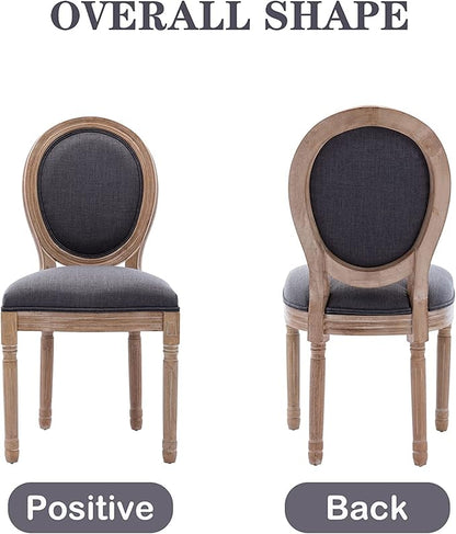 Nrizc French Dining Chairs Set of 2, Farmhouse Dining Chairs, Vintage Country Dining Chair with Round Back, French Bistro Chairs, Fabric Dining Chair for Kitchen, Bedroom