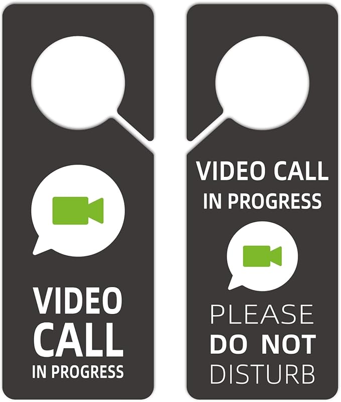 Video Call In Progress Do Not Disturb Door Hanger Sign, 2 Pack (Printed on Both Sides), 9.3″x3.5″ PVC Plastic, Please Do Not Disturb Sign for Home, Office. Type 10