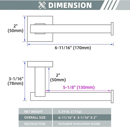 Suyar Matte Black Toilet Paper Holder Wall Mount, SUS 304 Stainless Steel Toilet Roll TP Holder for Bathroom