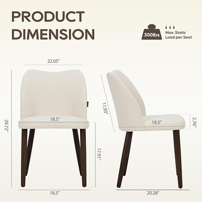 Wooden Dining Chairs Set of 4, Upholstered Kitchen Dining Room Chair, Modern Fabric Farmhouse Dinner Chair for Restaurant & Cafe, Beige