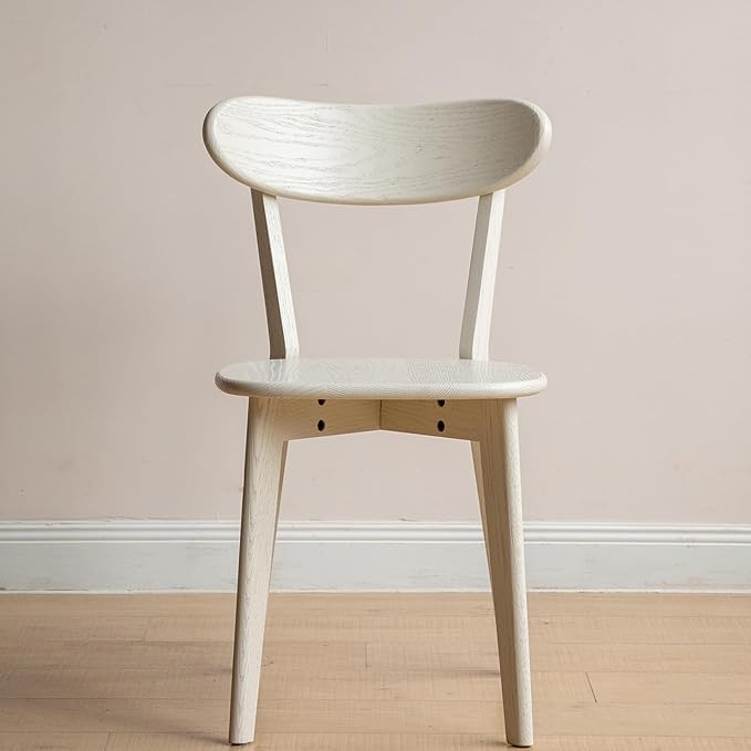 Set of 2 White Wood Dining Chairs,FAS Grade Oak Dining Chairs, Sturdy Outer Sword-Leg Design in White Finish for Dining Room,Restaurant, Cafe, and Modern Home Kitchen,Easy Assembly,400 lb Capacity