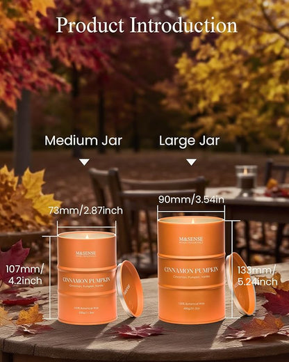 M&SENSE Cinnamon Pumpkin Scented Candles Christmas Decor,Natural Non Toxic, Aromatherapy Candle for Stress Relief Meditation Relaxing, Housewarming Gifts for Women Men, 11.3oz 70 Hour Christmas Candle