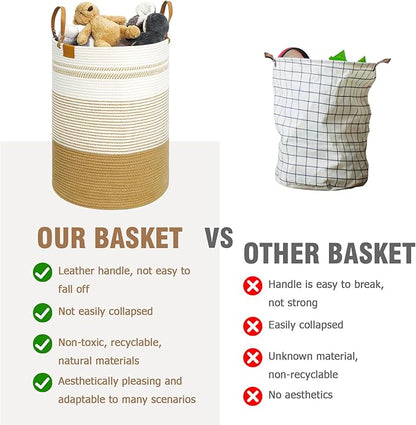 danpinera 79L Laundry Hamper Basket, Tall Round Dirty Clothes Hamper with Handle, Woven Storage Basket for Blanket, Toy, Pillow, Blanket Bin for Living Room, Nursery Room Gradient Jute