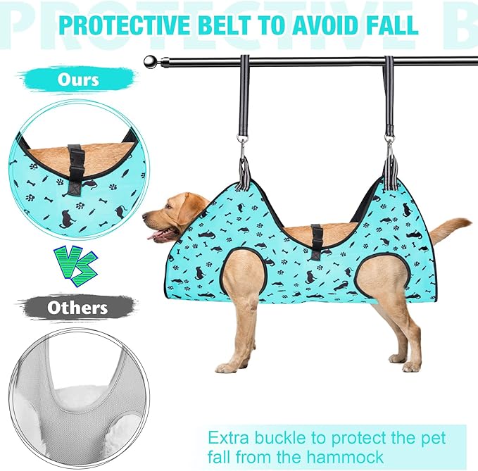 Dog Grooming Hammock - Pet Harness for Grooming Nail Trimming (M 40lb), Dog Sling for Nail Clipping, Dog Hanging Holder for Cutting Nail with Nail Clippers