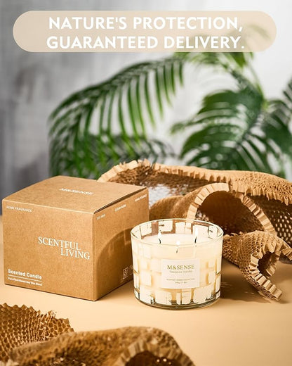 M&SENSE Tobacco Vanilla Scented, Soy Wax 11.6oz 60 Hours Clean Non Toxic Slow Burn,3 Wick Highly Scented Aromatherapy Candles for Relaxation, Holiday Gifts for Men&Women