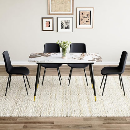 Small Dining Table Set for 4, 50'' Sintered Stone Dining Table with 4 Chairs, Easy to Assemble, Suitable for Small Spaces
