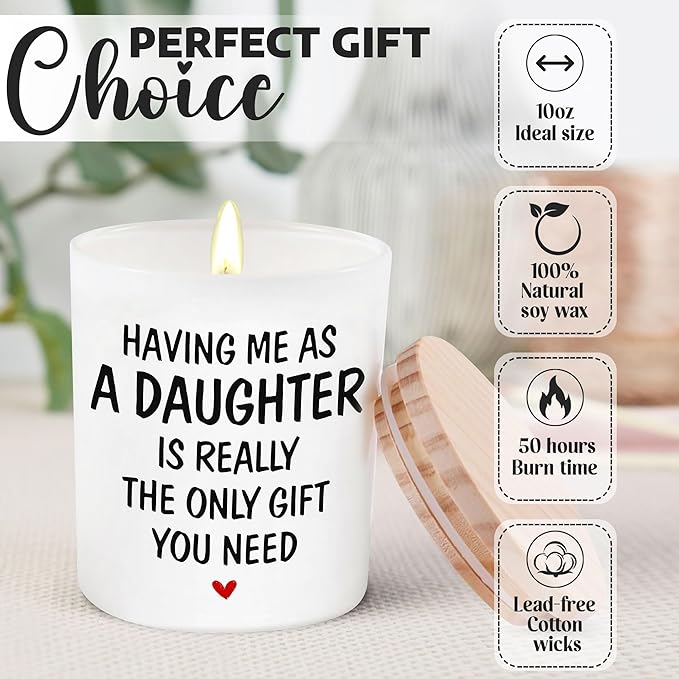Gifts for Mom from Daughter - Mothers Day Gifts for Mom, Wife, Women - Moms Birthday Gift Ideas, Cool Birthday Gift for Moms - Funny Mothers Day Candle, mom Candle Funny from Daughter 10 oz