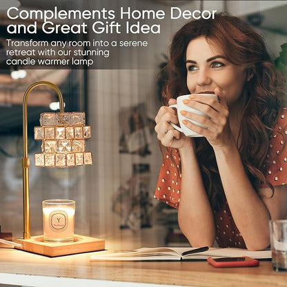 Candle Warmer Lamp with Timer,Electric Candle Warmer Dimmable and Height Adjustable Wax Melt Warmer for Scented Wax Jar Candles,Aromatherapy Decorative Candle Heater Home Fragrance Warmer