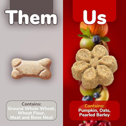Fruitables Baked Dog Treats, Healthy Pumpkin Treat for Dogs, Low Calorie & Delicious, Free of Wheat, Corn and Soy, Made in the USA, Apple and Crispy Bacon Flavor, 7oz