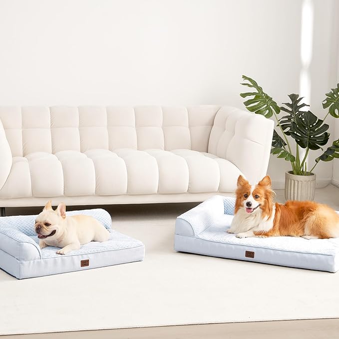EHEYCIGA Memory Foam Dog Bed, Extra Large Orthopedic Dog Bed, Washblue | Washable Removable Cover, Waterproof Flat Pet Sofa Couch with Nonskid Bottom, 48x35x7.5