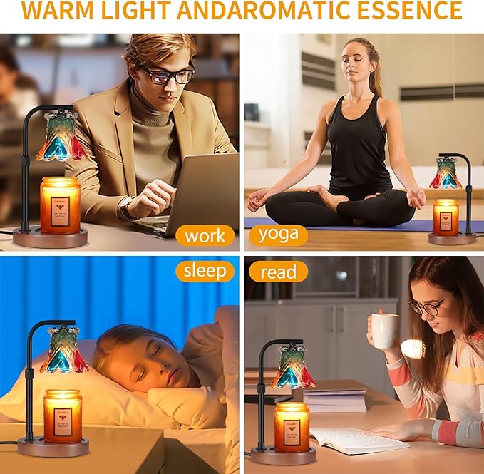 Colorful Glass Candle Warmer Lamp Electric Candle Warmer Melter, Dimmable, Wax Melt Warmer for Jar Scented Candles Mothers Day Birthday Gifts for Women Mom Grandma Daughter, Home Offices Decor