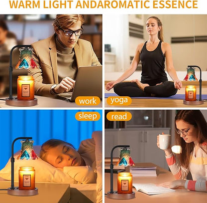 Colorful Glass Candle Warmer Lamp Electric Candle Warmer Melter, Dimmable, Wax Melt Warmer for Jar Scented Candles Mothers Day Birthday Gifts for Women Mom Grandma Daughter, Home Offices Decor