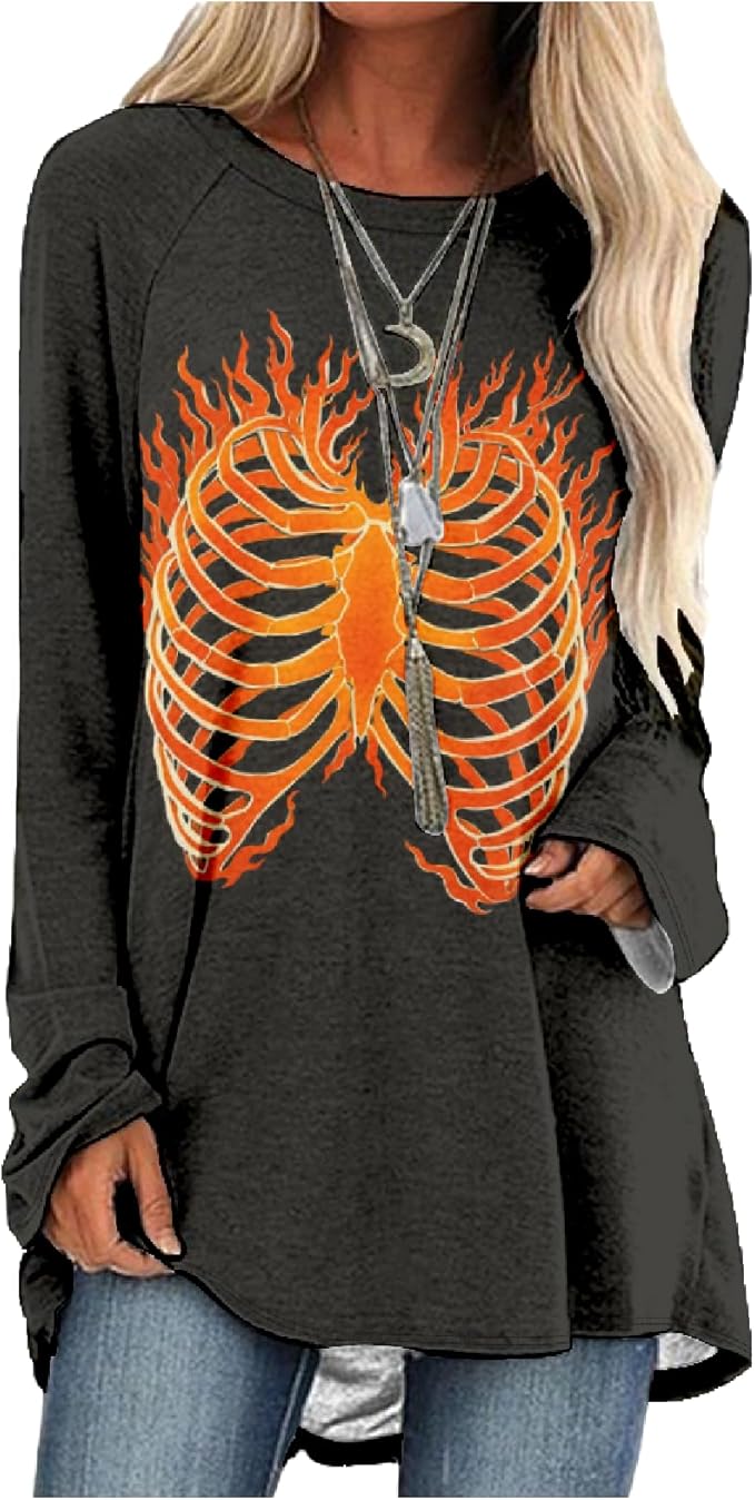 MARSVOVO Women Novelty Graphic Plus Size Sweater Crewneck Long Sleeve Cute Printed Loose Fit Casual Fall Sweaters Top