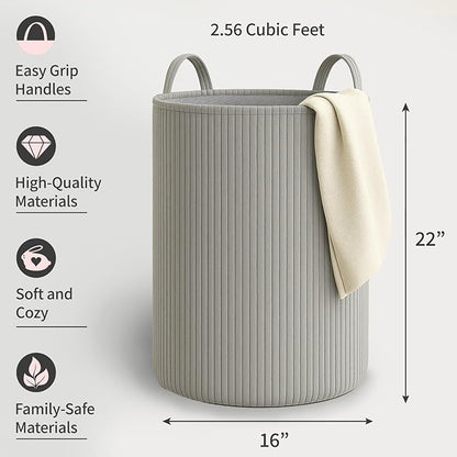 PUTSKA Laundry Basket Hamper – Blanket Basket for organizing, Décor and Toys, Clothes Hamper – Perfect for Baby and Kids Room, Nursery, Bedroom, Bathroom, Living Room – Extra large, Grey