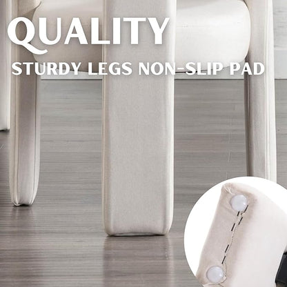 Modern Barrel Dining Chairs Set of 3, Linen Upholstered Accent Side Chair with Arms Comfy Makeup Vanity Chairs, Dining Living Room Kitchen Chairs, Beige