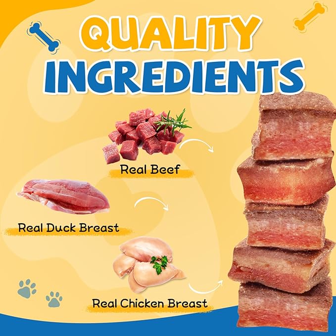 gazeupon Dog Treats,Triple Flavored Meat Bites for Dogs,Healthy Training Treats for Dogs,Made with Real Chicken,Duck,Beef,14.1 oz