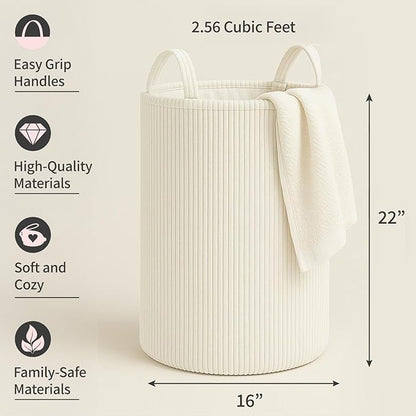 PUTSKA Laundry Basket Hamper – Blanket Basket for organizing, Décor and Toys, Clothes Hamper – Perfect for Baby and Kids Room, Nursery, Bedroom, Bathroom, Living Room – XL, Cream