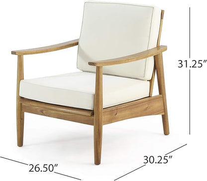 Christopher Knight Home Felix Outdoor Acacia Wood Club Chair (Set of 2), Teak Finish, Beige