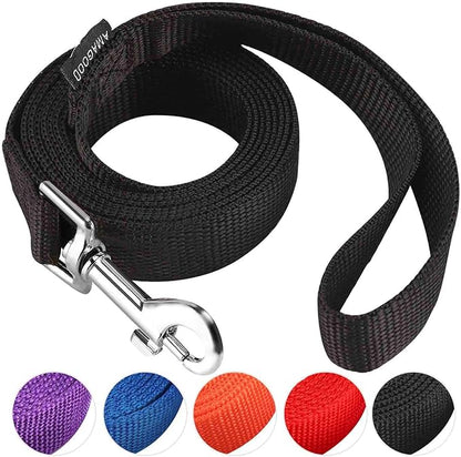 AMAGOOD 6 FT Puppy/Leash, Strong Traditional Style with Easy to Use Collar Hook, Great for Small, Medium and Large Dogs (3/4 in x 6 ft, Black)