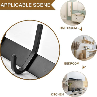 FANYITY 2 Pack Black Coat Rack Wall Mount, 24 Inch Coat Hooks for Wall, Entryway Coat Hanger Wall Mounted with 8 Double Dual Hooks for Purse Jacket Hat (8 Hook Black 2)