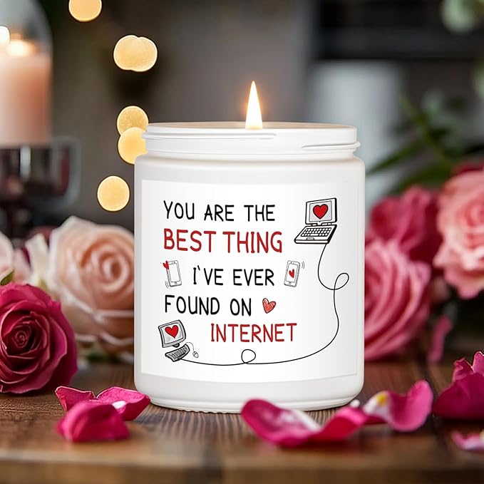 MOASITN Candles for Women Men, Valentines Day, Birthday, Anniversary Romantic & Funny Candle for Girlfriend, Boyfriend, Wife, Friends, Best Thing I Found on The Internet Scented Candles for Her Him