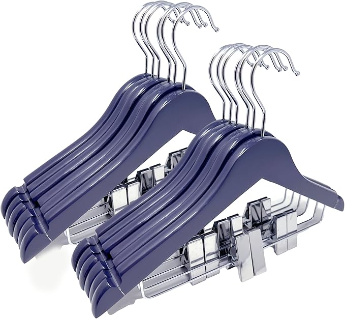 Kids Hangers with Metal Clips Pant Bar 4T-10 (Patriot Navy)