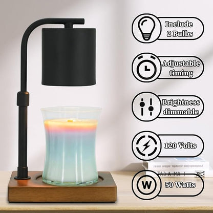 Candle Warmer Lamp Timer for Women Mom, House Warming Gifts New Home Decor, Modern Farmhouse Decor, Candle Warmer for All Jar Candles with 2 Bulb Black 02