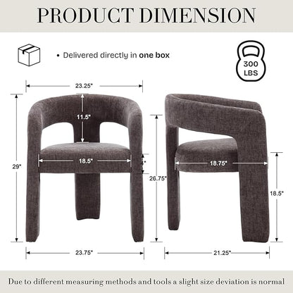 Modern Chenille Barrel Dining Chair Upholstered Fabric Dining Room Chair with Arm Comfy Accent Side Chair for Kitchen/Living Room/Reception, Charcoal Black, 1 PC