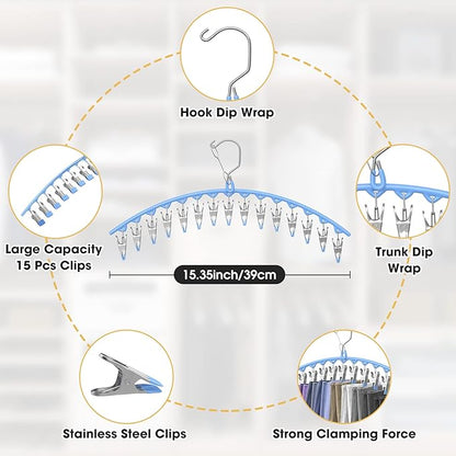Upgrade Skirt Pants Hangers with Clips, Metal Pants Legging Organizer for Closet Holds 30 Leggings/Shorts/Jeans/Skirts Pant Hangers Space Saving Hanging Closet Organizers Shorts Hanger, Blue 2Pack