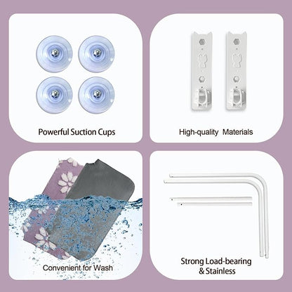 Cat Window Perch, Foldable Cat Window Hammock with Cute 3D Textured Flower Cover, Breathable Mesh Cover and Strong Suction Cups, Cordless Window Seat Bed for Indoor Cats (Purple, Medium)