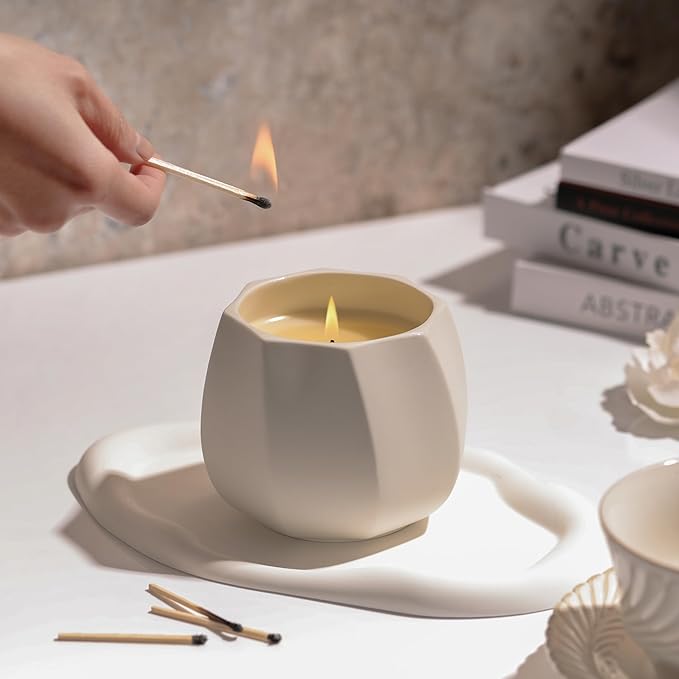 Scented Candle for Home, Luxury Ceramic Jar, Natural Soy Candle, Amalfi Citrus