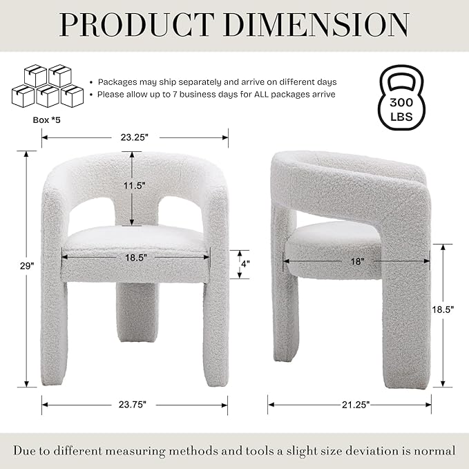 Modern Sherpa Dining Chairs Set of 5, Upholstered Barrel Chairs with Arms Comfy Accent Side Chairs for Living Room/Dining Room/Reception, White