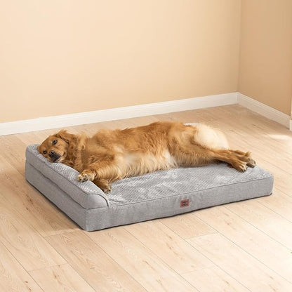 EHEYCIGA Memory Foam Dog Bed for Crate, L Plus Orthopedic Dog Bed, Grey | Washable Removable Cover, Waterproof Flat Pet Sofa Couch with Nonskid Bottom, 41x27x6.5