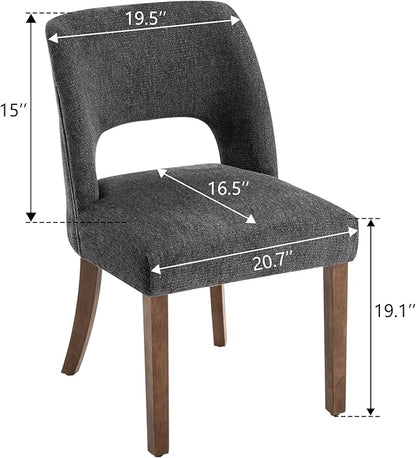 VKNOW Wooden Dining Chairs Set of 4, Modern Fabric Upholstered Dining Room Chair Kitchen Chairs, Farmhouse Dinner Chair for Kitchen Dining Room, Charcoal
