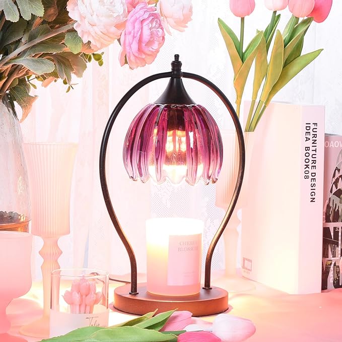 Candle Warmer Lamp, Dimmable Candle Warmer with Timer, Vintage Candles Wax Warmers for Jar Candles Birthday Gifts for Women, Christmas Gifts for Mom, Home Decor for Bedroom Living Room, Purple Black