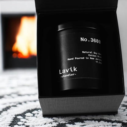Luxury 11.50oz Scented Candle with grounding Base Notes of Birch, Cedarwood, Musk, Oakmoss, and Patchouli. Natural Soy Wax, Cotton Wick, Matte Black Jar. Gift or Elegant Decor for Home & Office