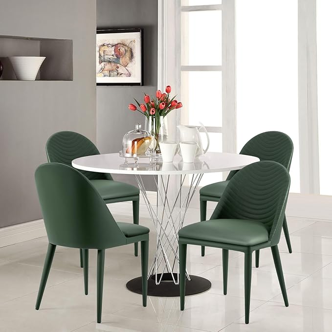 Dining Chairs Set of 4, Modern Full Assembled Faux Leather Upholstered Kitchen ChairaSide Chair with Backrests, Dinner Chairs for Kitchen Dinning Room, Jade Green