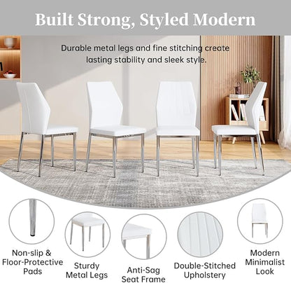 63" Modern Black Dining Table Set for 6 with Chairs, 7 Piece Rectangular Dining Room Table and 6 PU Leather Chairs, Kitchen Dining Set with Matte Wood Finish, Geometric Base, Easy Assembly
