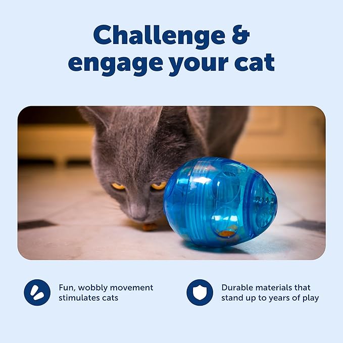 PetSafe FUNkitty Egg-Cersizer - Cat Toy - Slow-Feeder for Cats to Slow Down & Reduce Aggressive Eating - Durable Multi-Functional Enrichment Toy for Improved Digestion & Exercise