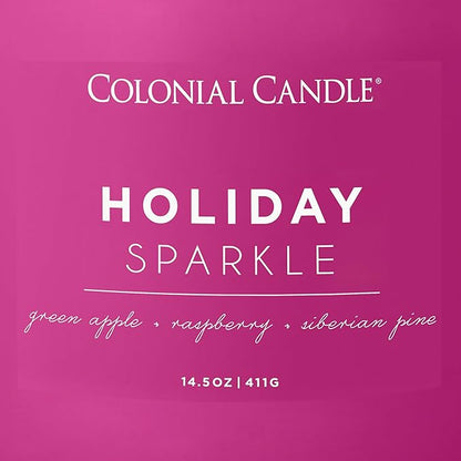 Colonial Candle Holiday Sparkle Scented Jar Candle, Pop of Color Collection, 3 Wick, Purple, 14.5 oz - Up to 60 Hours Burn